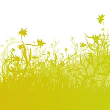 Blades of grass and flowers