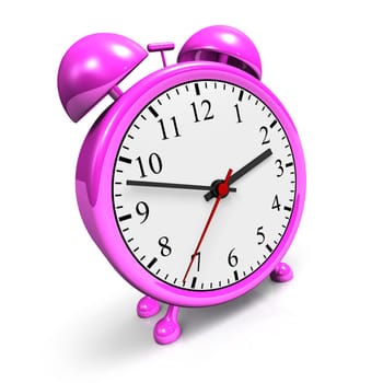 The pink alarm clock in 3D