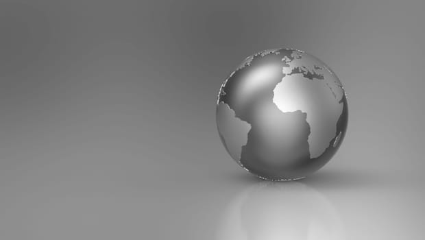 Silver globe against gray background - Europe