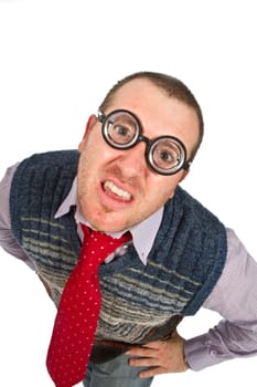 Funny nerd, isolated on white background