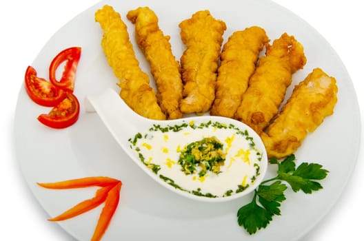 Chicken kebab in the plate