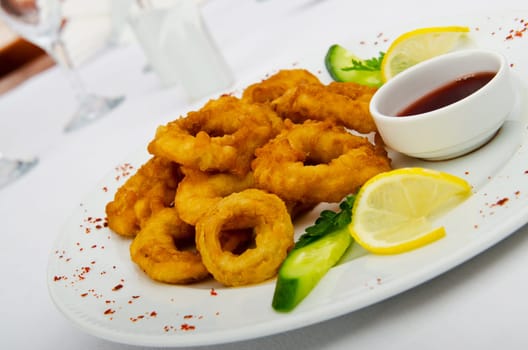 Calamari rings in the plate