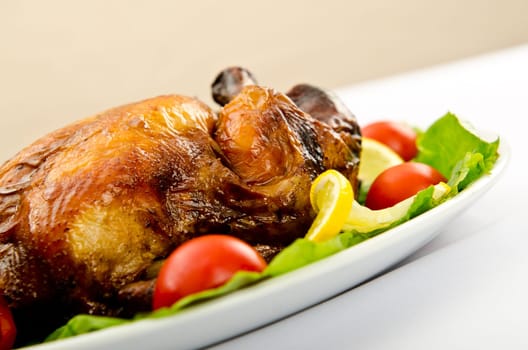 Turkey roasted and served in the plate