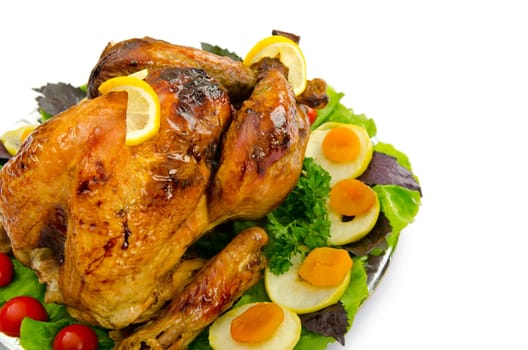 Turkey roasted and served in the plate