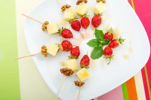 Fruit dessert in the plate