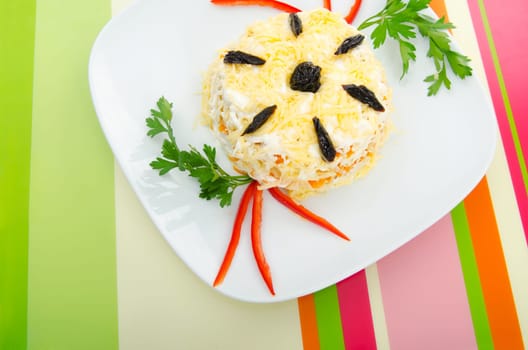 Delicious salad in the plate