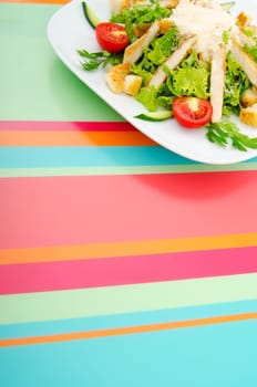 Ceasar salad in the plate