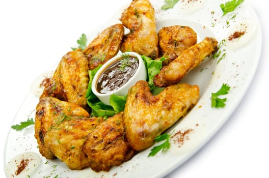 Chicken wings barbeque in the plate