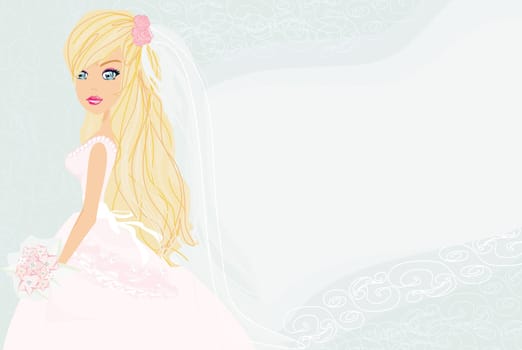 Beautiful bride in white dress card