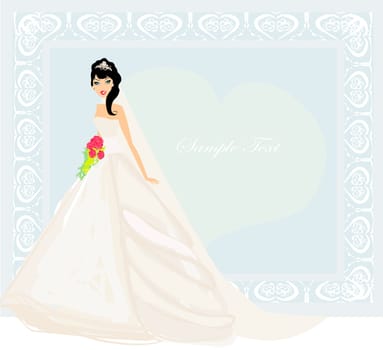 Beautiful bride in white dress card