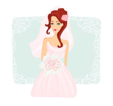 Beautiful bride in white dress card