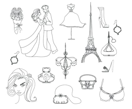 Paris doodles set