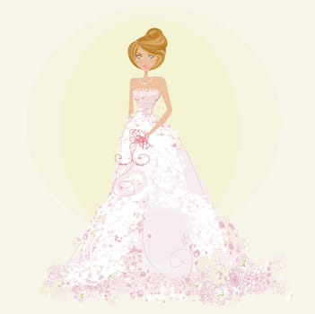 Beautiful bride in white dress card