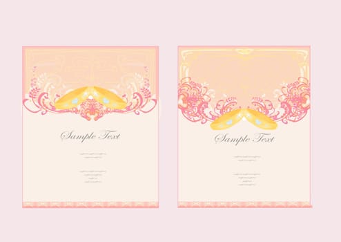 wedding Invitation card with rings set