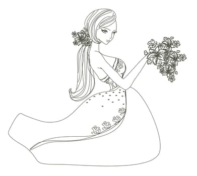 Beautiful bride doodle illustration