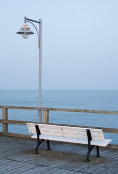 Lantern and bench on the pier of Göhren