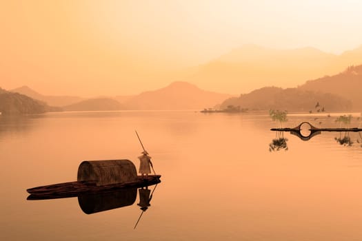 Chinese landscape painting - Sunset of Fisherman