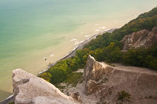 Limestone rock outcrops on the cliffs of Jasmund
