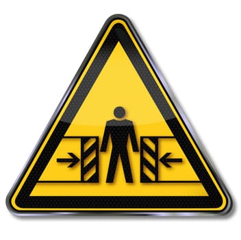 Hazard symbol Warning of a crushing hazard