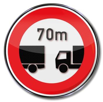 Traffic sign minimum distance 70 meters