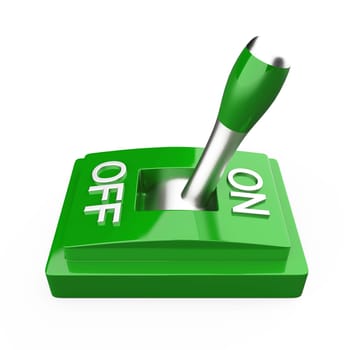 The Green 3D Toggle Switch Side View - ON
