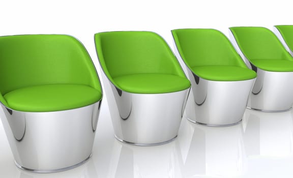 Clubchairs in a row - silver green