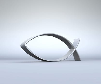3D ICHTHYS Silver on Grey 04