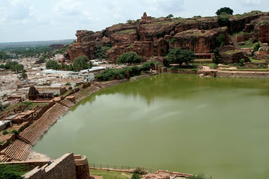 Hisrioric Lake Agusthya Teertha at Badami, Karnataka, India, Asia