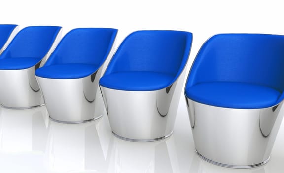 Clubchairs in a row - silver blue