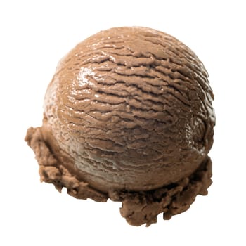 High angle view of Chocolate ice cream Ball or scoop with clipping path