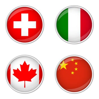 Button Collection - Switzerland,Italy,Canada,China