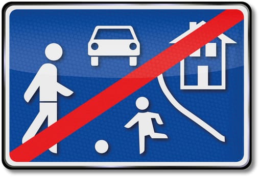 Traffic sign at the end of the play street