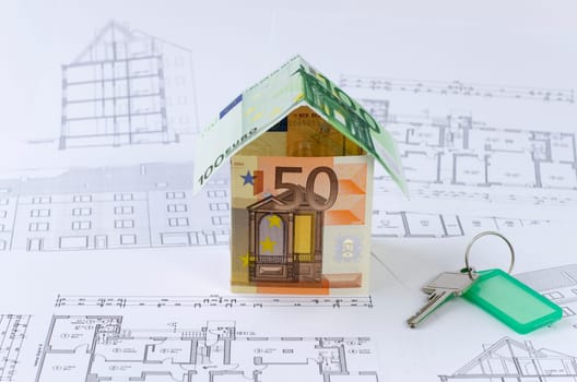 House,money,blueprints,keys
