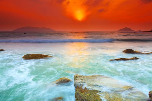 Sunrise over the sea. Con Dao. Vietnam