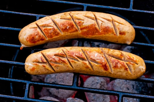 Bratwurst on the grill