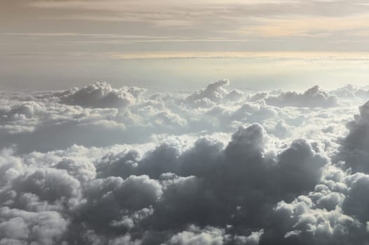 aerial view from out of an airplane in late afternoon