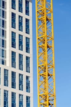 yellow crane during the construction of a building in San Francisco in Clifornia in America