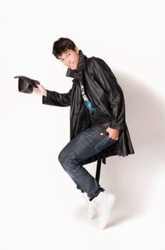 Young Man Balancing on Toes
