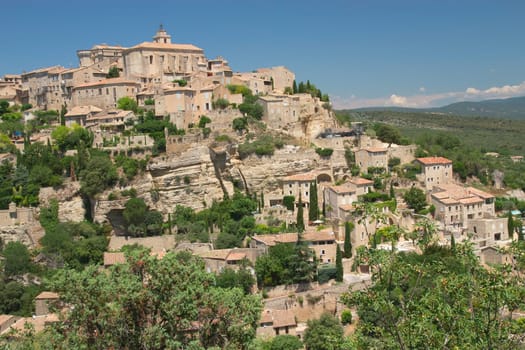 View of the hilltop village of Gordes ( Provence, France). This village has a typical Provencal character.