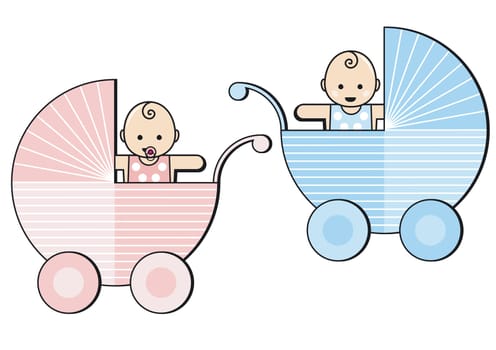 two babies in a stroller