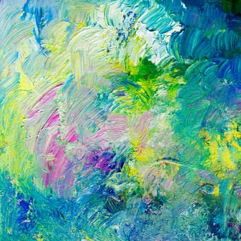 Impasto oil paints painted and wiped on canvas