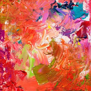 Impasto oil paints painted and wiped on canvas