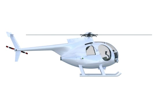 Silver Helicopter Side View - Isolated 2