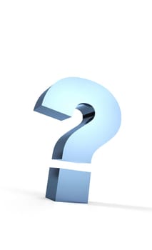 The big question mark blue on white