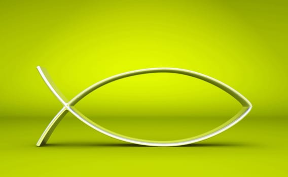 3D ICHTHYS Silver on Green 05