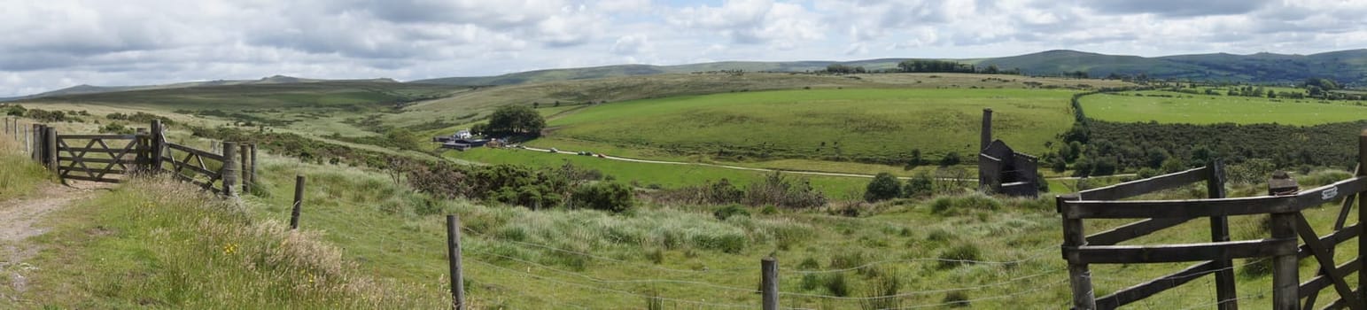 Panoramic view of Dartmoor landscape