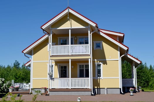 Traditional private wood house in Finland, taken on June 2012.