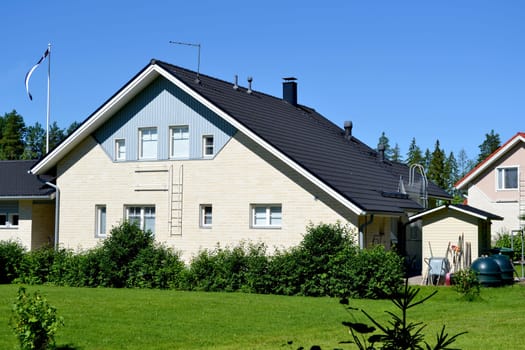 Traditional private wood house in Finland, taken on June 2012.