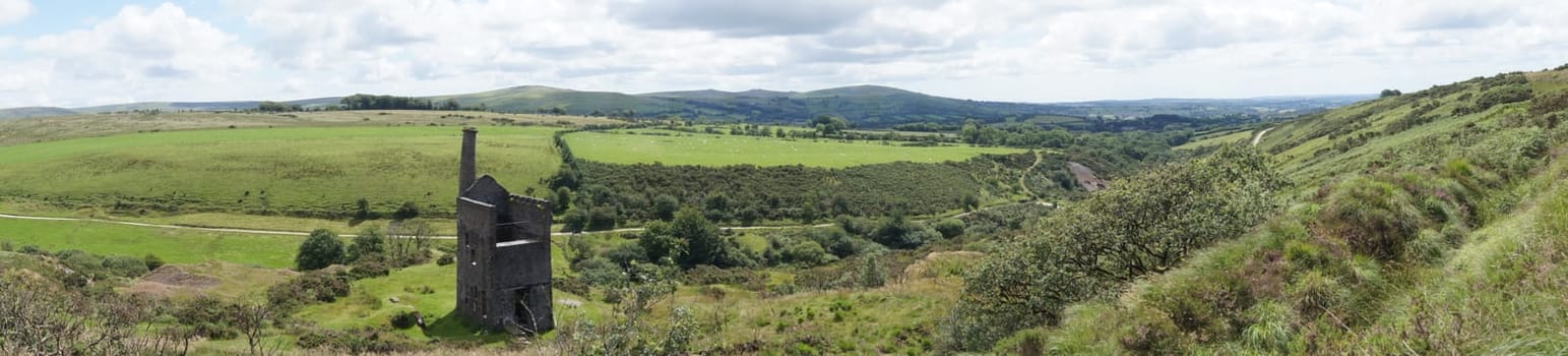 Panoramic view of Dartmoor landscape