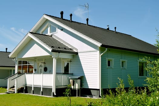 Traditional private wood house in Finland, taken on June 2012.